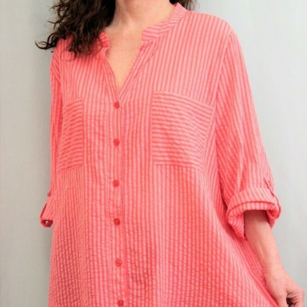 NEW SOFT SURROUNDINGS Mandarin Collar Tunic Size PM (10-12)